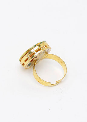 Gold Plated Kundan Finger Ring - Indian Silk House Agencies