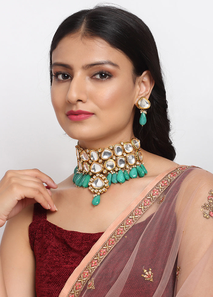 Gold Plated Kundan Jewellery Set - Indian Silk House Agencies