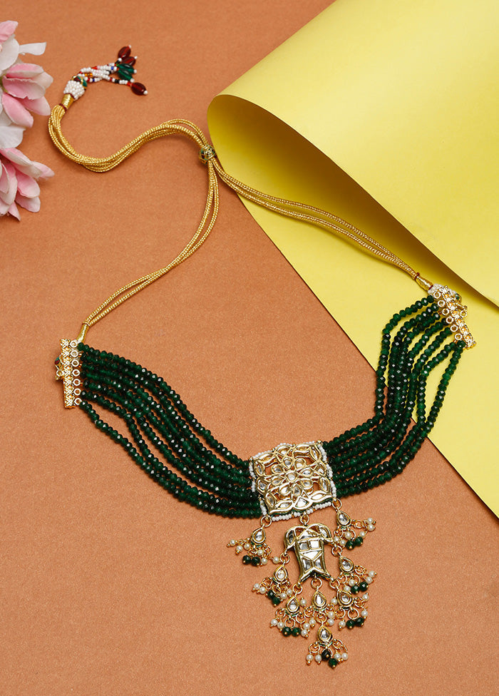 Gold Plated Kundan Necklace - Indian Silk House Agencies