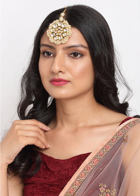 Gold Plated Kundan Mangtika Head Jewellery - Indian Silk House Agencies