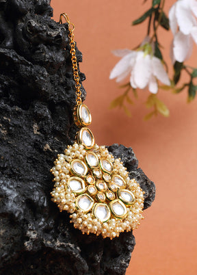 Gold Plated Kundan Mangtika Head Jewellery - Indian Silk House Agencies