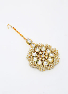 Gold Plated Kundan Mangtika Head Jewellery - Indian Silk House Agencies