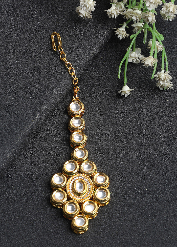 Gold Plated Kundan Mangtika Head Jewellery - Indian Silk House Agencies