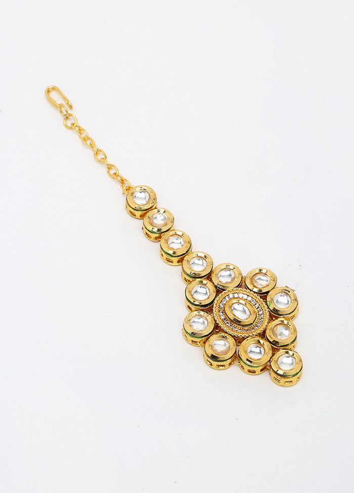 Gold Plated Kundan Mangtika Head Jewellery - Indian Silk House Agencies