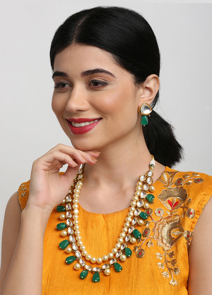 Gold Plated Kundan Jewellery Set - Indian Silk House Agencies