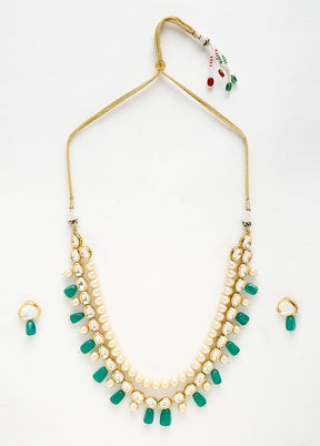 Gold Plated Kundan Jewellery Set - Indian Silk House Agencies