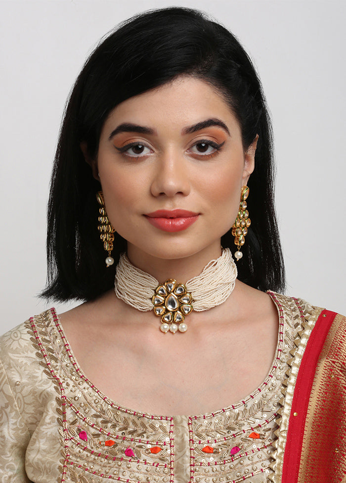 Gold Plated Kundan Jewellery Set - Indian Silk House Agencies