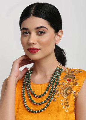 Green Beads Kundan Necklace - Indian Silk House Agencies