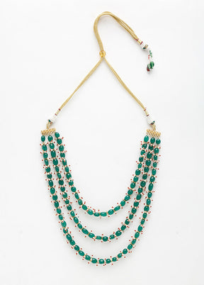 Green Beads Kundan Necklace - Indian Silk House Agencies