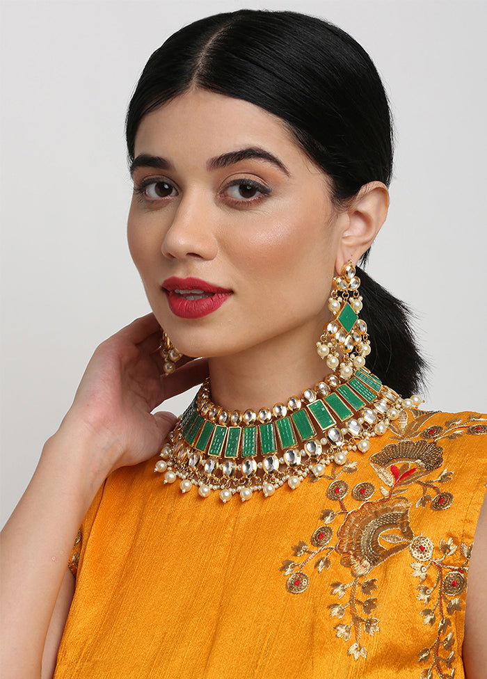 Gold Plated Kundan Jewellery Set - Indian Silk House Agencies