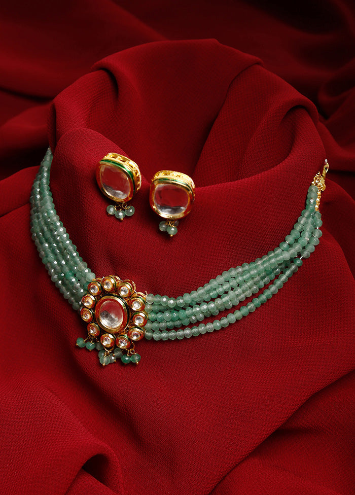 Gold Plated Kundan Jewellery Set - Indian Silk House Agencies