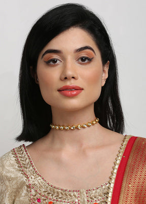 Gold Plated Kundan Necklace - Indian Silk House Agencies