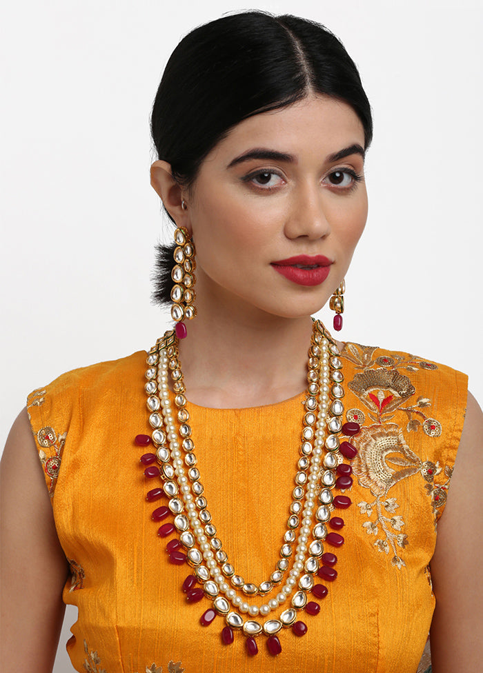 Gold Plated Kundan Jewellery Set - Indian Silk House Agencies