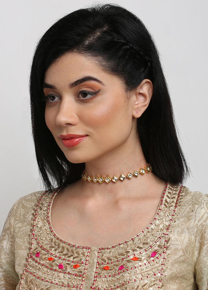 Gold Plated Kundan Necklace - Indian Silk House Agencies