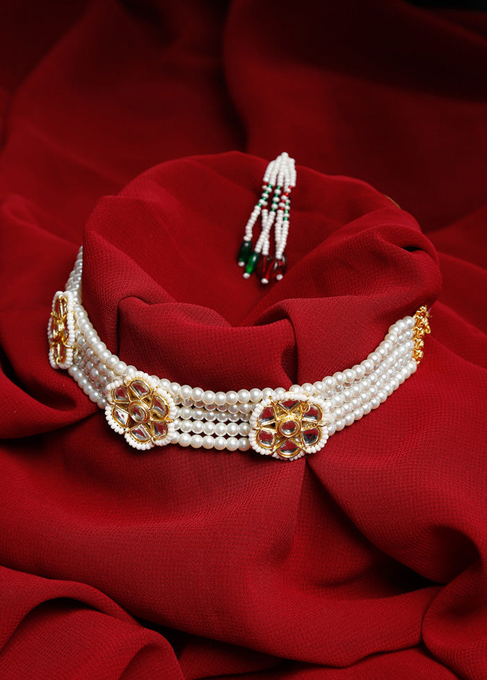 Gold Plated Kundan Necklace - Indian Silk House Agencies