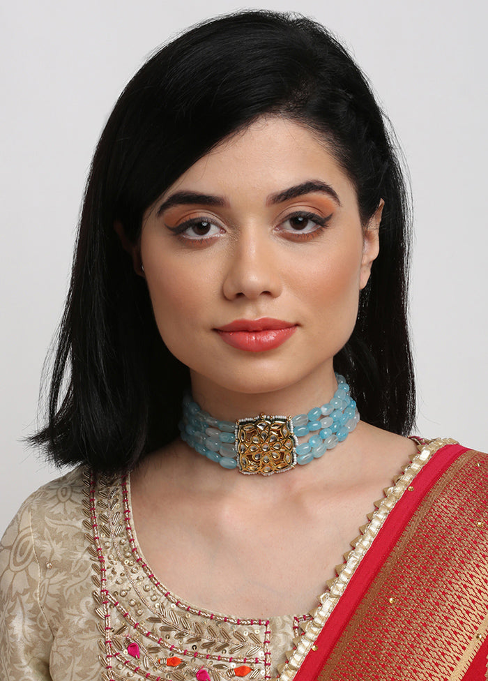 Gold Plated Kundan Necklace - Indian Silk House Agencies