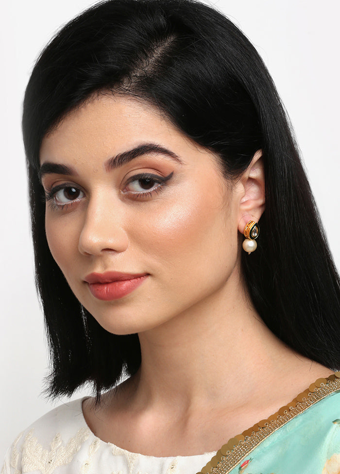 Gold Plated Kundan Stud Earrings - Indian Silk House Agencies