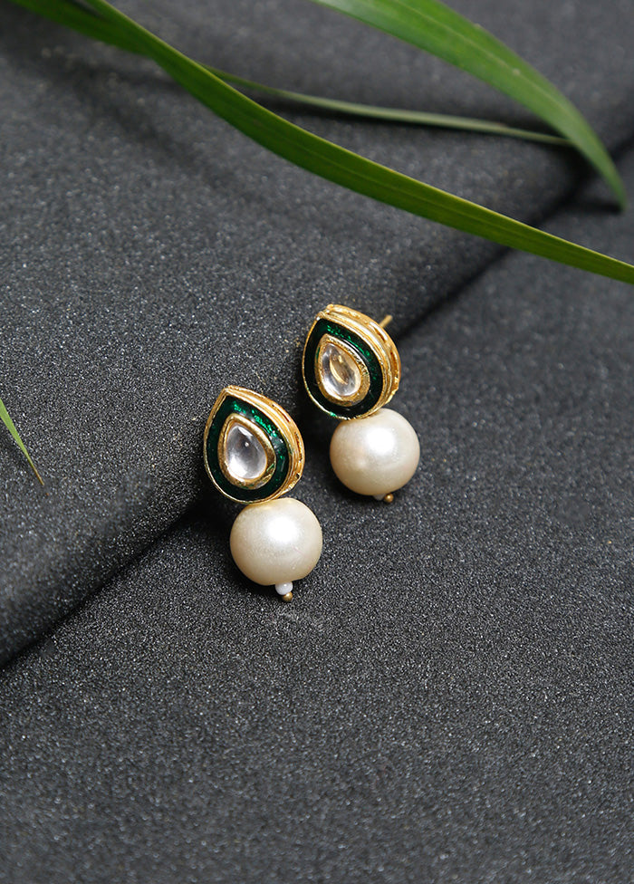 Gold Plated Kundan Stud Earrings - Indian Silk House Agencies