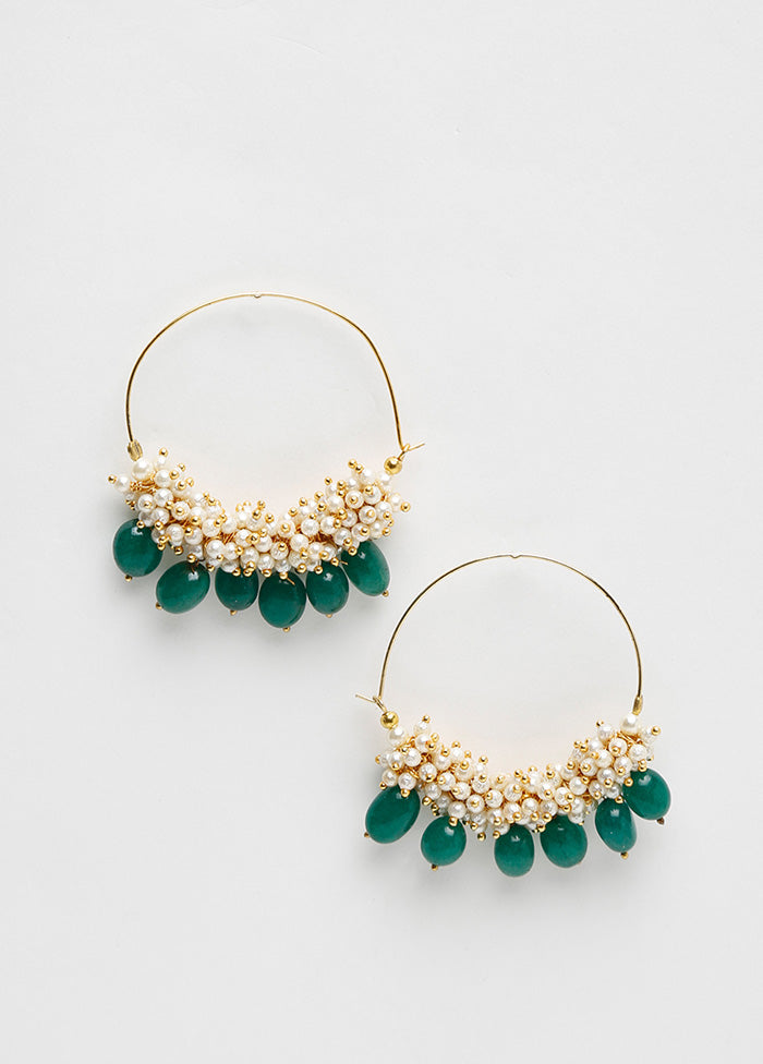 Gold Plated Kundan Loop Earrings - Indian Silk House Agencies