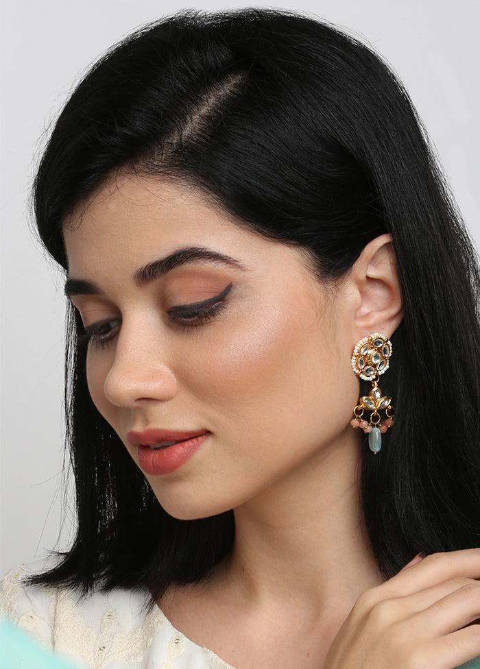 Gold Plated Kundan Dangler Earrings - Indian Silk House Agencies