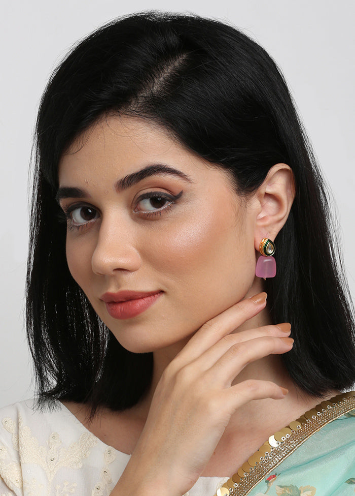 Gold Plated Kundan Stud Earrings - Indian Silk House Agencies