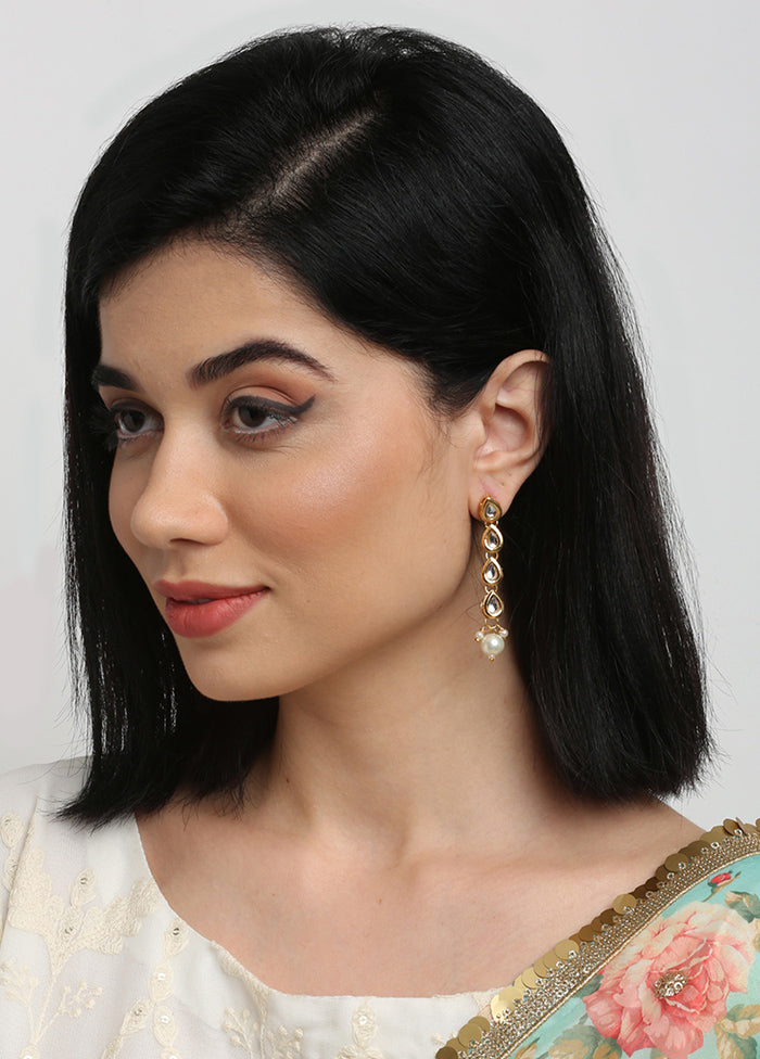 Gold Plated Kundan Dangler Earrings - Indian Silk House Agencies