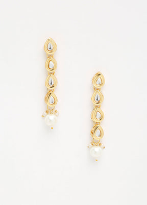 Gold Plated Kundan Dangler Earrings - Indian Silk House Agencies