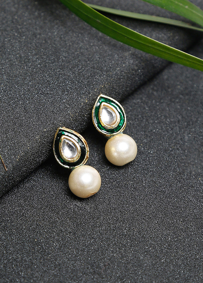 Gold Plated Kundan Stud Earrings - Indian Silk House Agencies