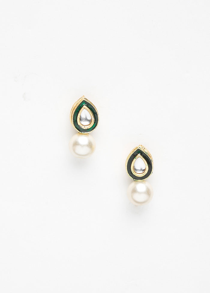 Gold Plated Kundan Stud Earrings - Indian Silk House Agencies