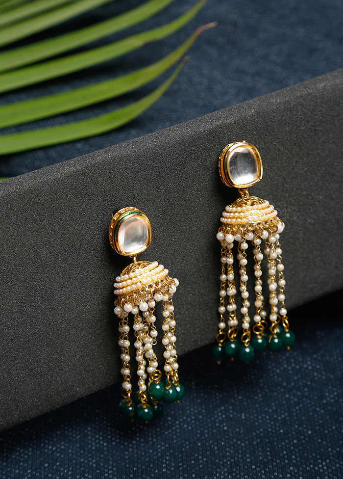 Gold Plated Kundan Jhumka Earrings - Indian Silk House Agencies