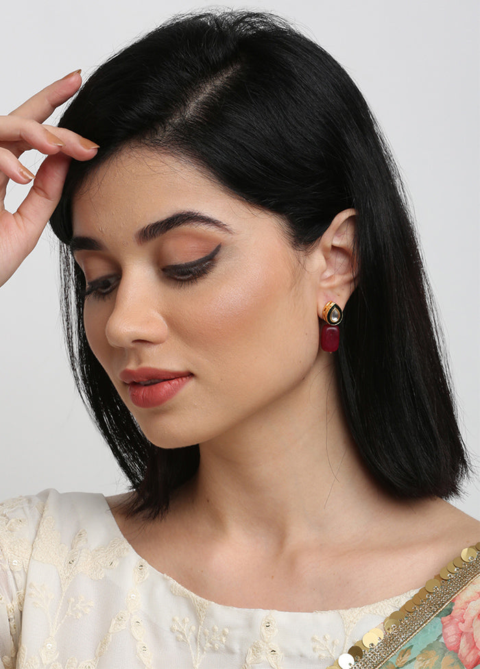 Gold Plated Kundan Stud Earrings - Indian Silk House Agencies