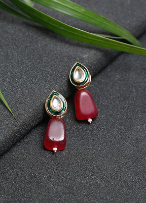 Gold Plated Kundan Stud Earrings - Indian Silk House Agencies