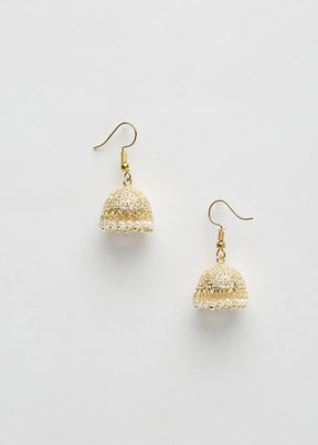 Gold Plated Kundan Jhumka Earrings - Indian Silk House Agencies