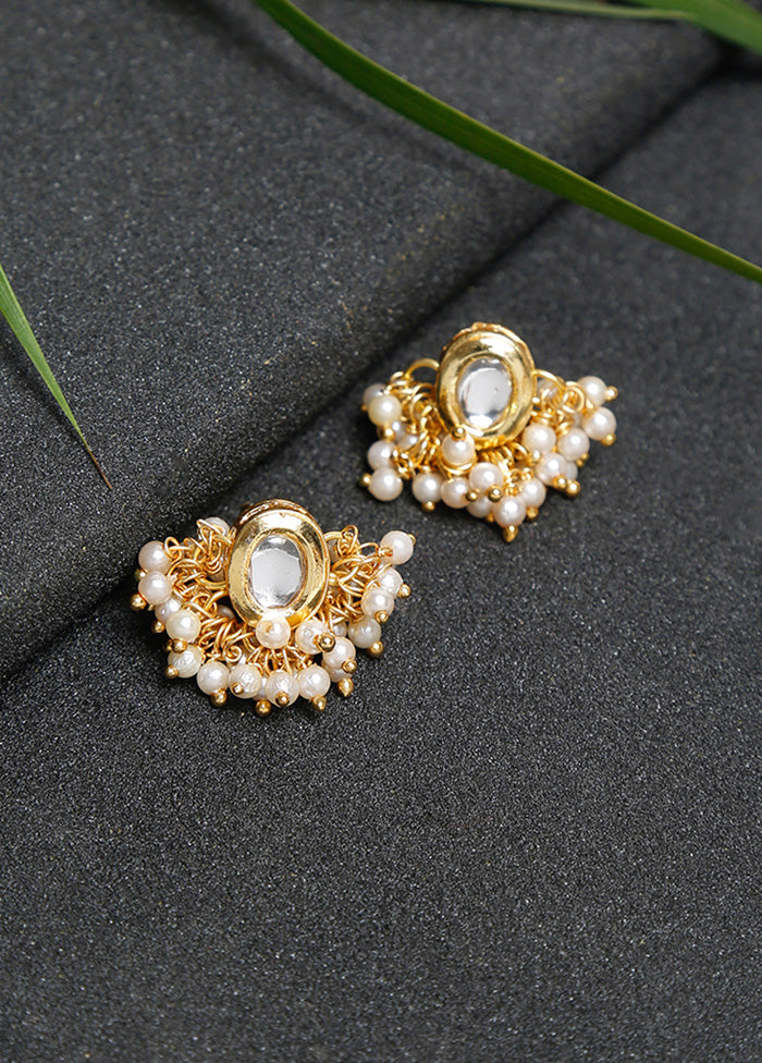 Gold Plated Kundan Stud Earrings - Indian Silk House Agencies