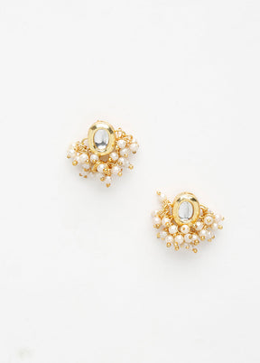 Gold Plated Kundan Stud Earrings - Indian Silk House Agencies