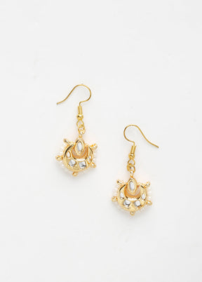 Gold Plated Kundan Stud Earrings - Indian Silk House Agencies