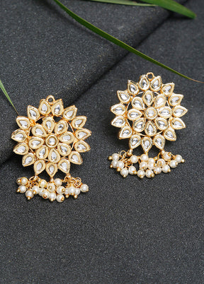 Gold Plated Kundan Dangler Earrings - Indian Silk House Agencies