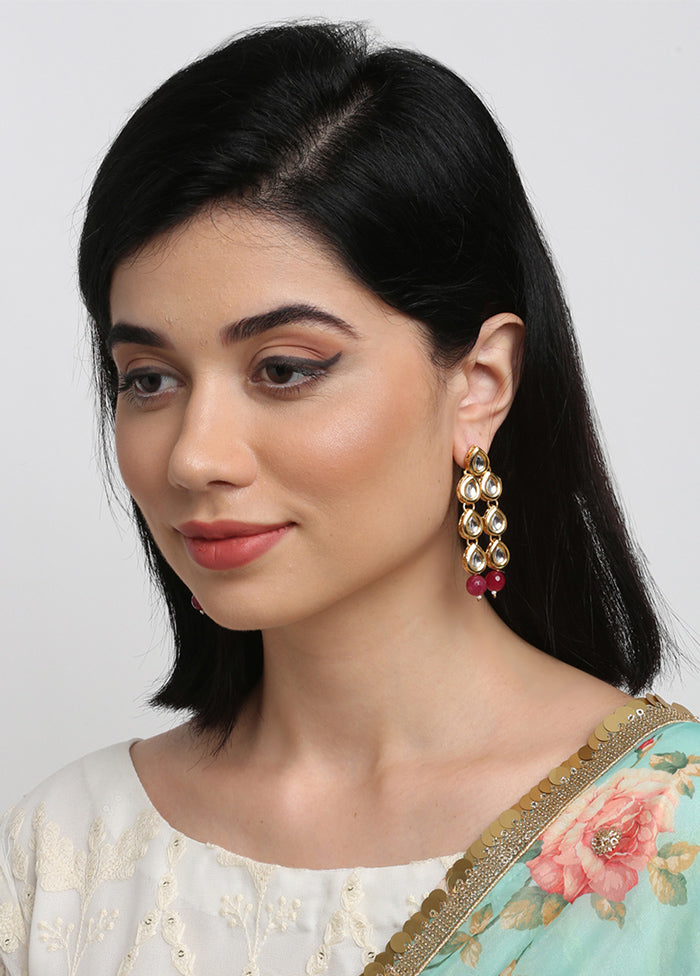 Gold Plated Kundan Dangler Earrings - Indian Silk House Agencies