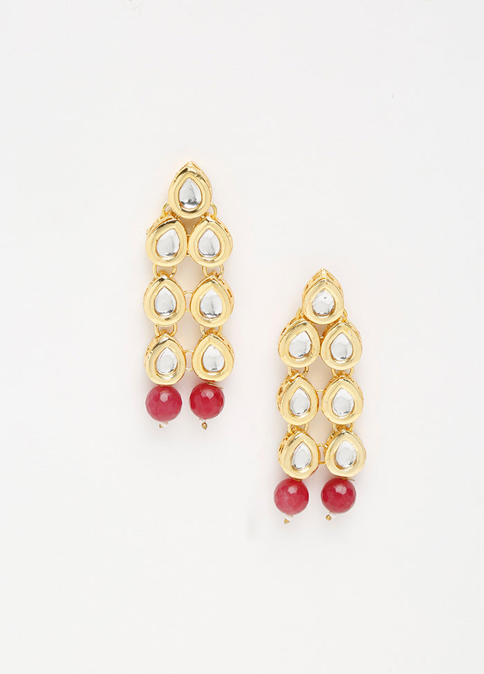 Gold Plated Kundan Dangler Earrings - Indian Silk House Agencies