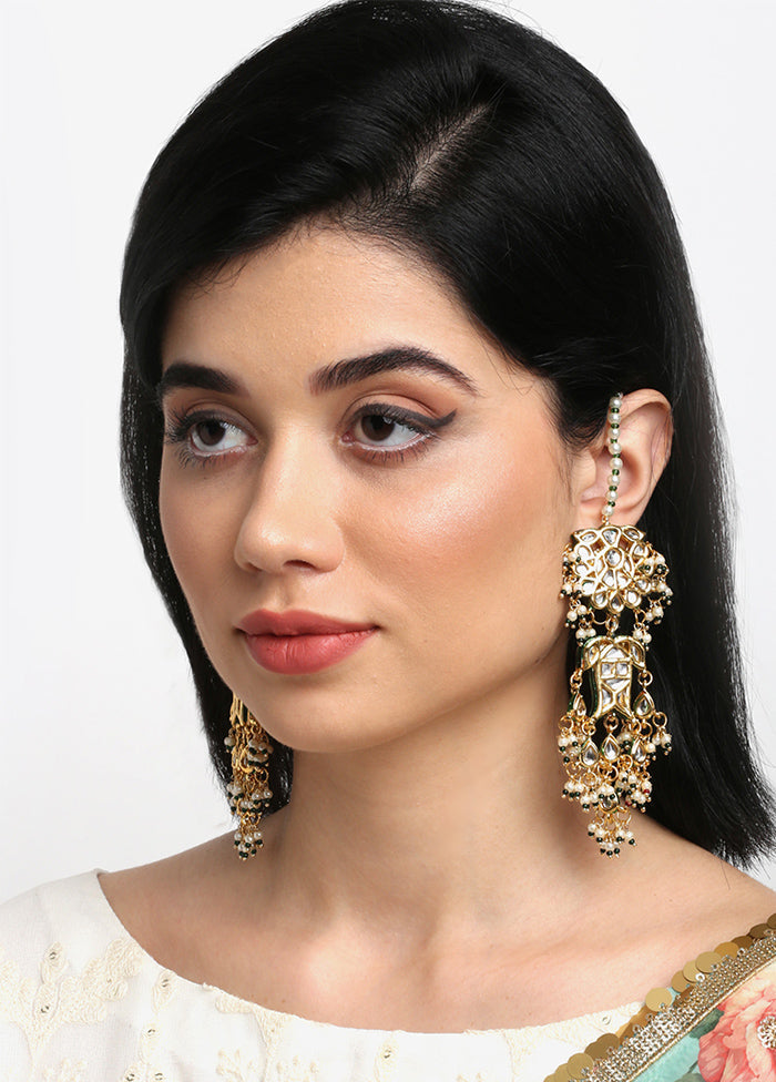 Gold Plated Kundan Dangler Earrings - Indian Silk House Agencies