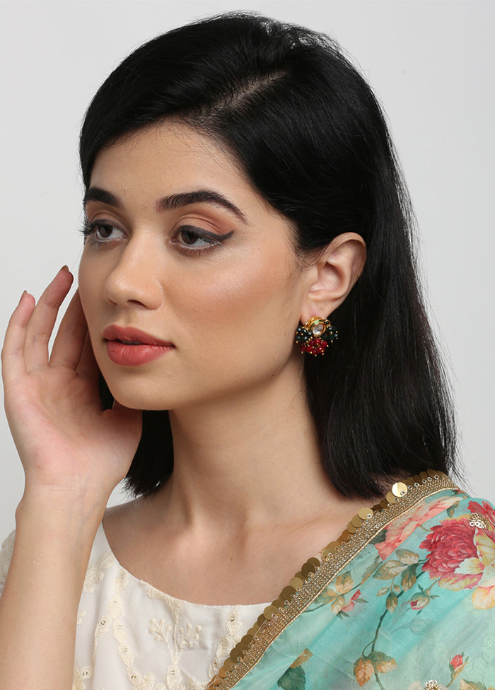 Gold Plated Kundan Stud Earrings - Indian Silk House Agencies