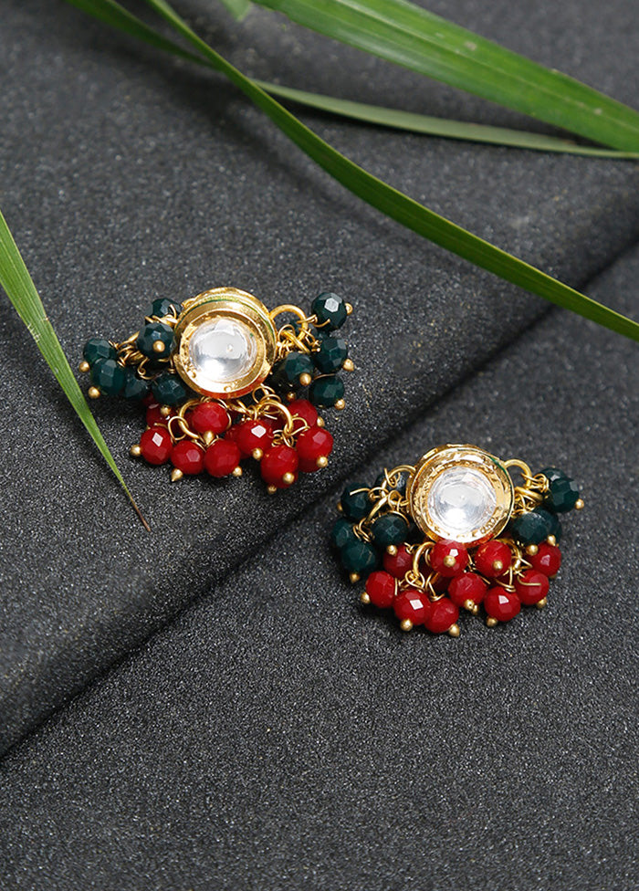 Gold Plated Kundan Stud Earrings - Indian Silk House Agencies