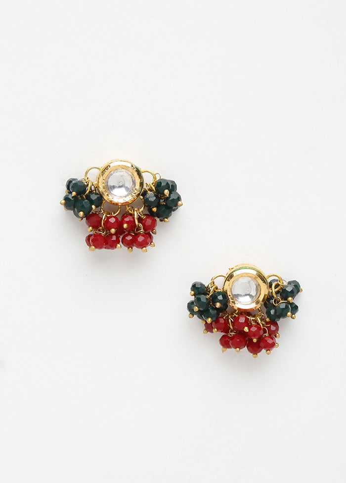 Gold Plated Kundan Stud Earrings - Indian Silk House Agencies