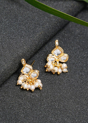 Gold Plated Kundan Stud Earrings - Indian Silk House Agencies