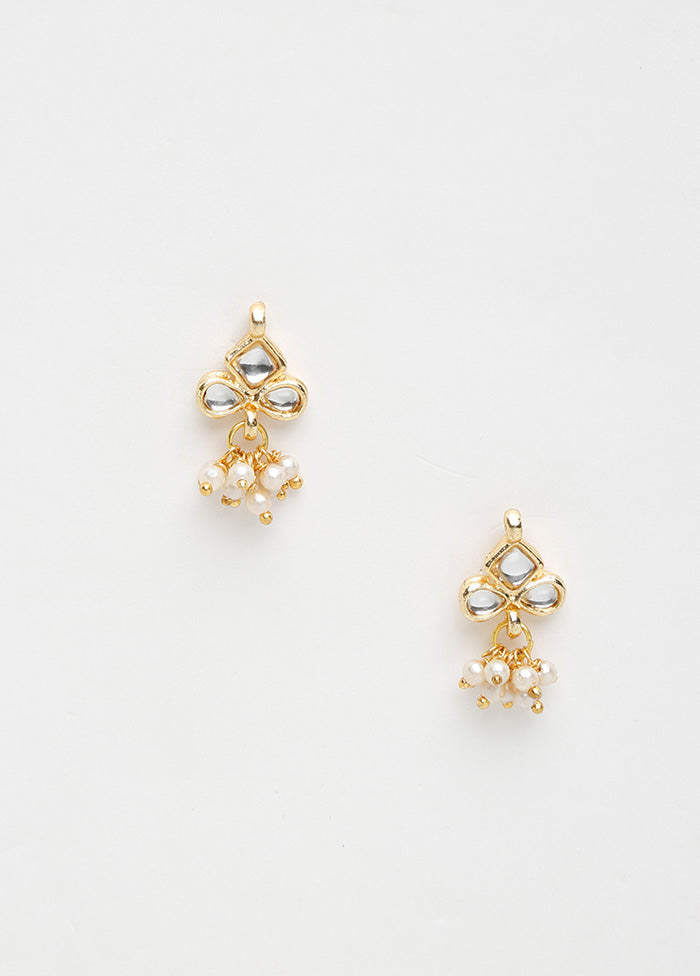 Gold Plated Kundan Stud Earrings - Indian Silk House Agencies