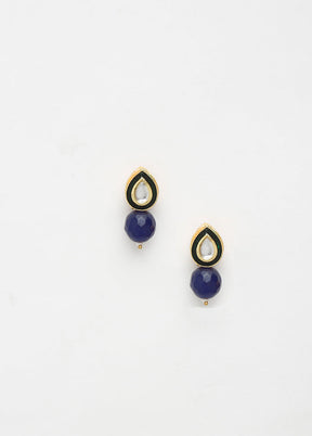 Gold Plated Kundan Stud Earrings - Indian Silk House Agencies