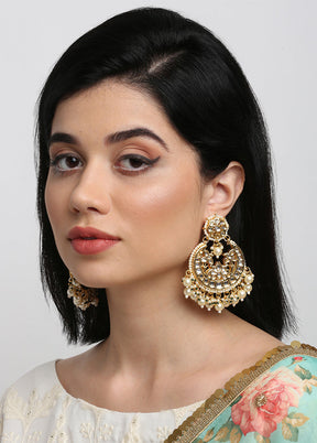 Gold Plated Kundan Dangler Earrings - Indian Silk House Agencies