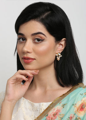 Gold Plated Kundan Stud Earrings - Indian Silk House Agencies