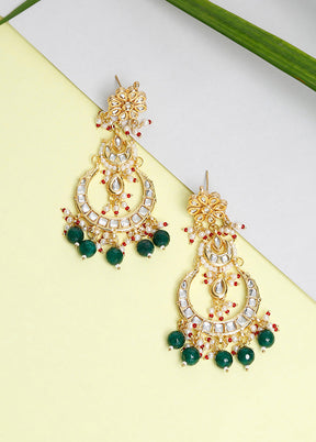 Gold Plated Kundan Dangler Earrings - Indian Silk House Agencies