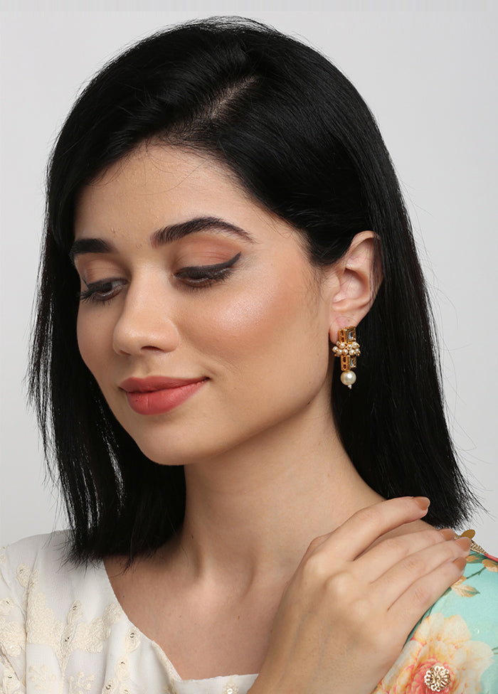 Gold Plated Kundan Stud Earrings - Indian Silk House Agencies